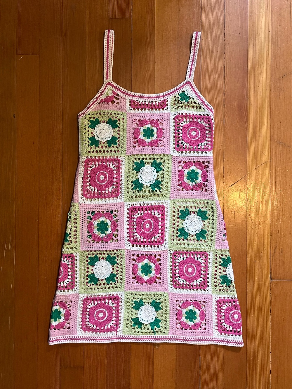 Vintage Granny Square Crochet Dress